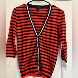 Jcrew Striped V-Neck Cardigan Sweater